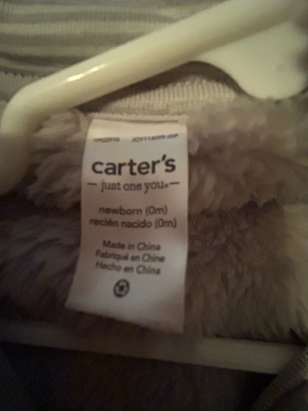 Carter's Light Gray Plush Bear Hooded Baby One-Piece Footie